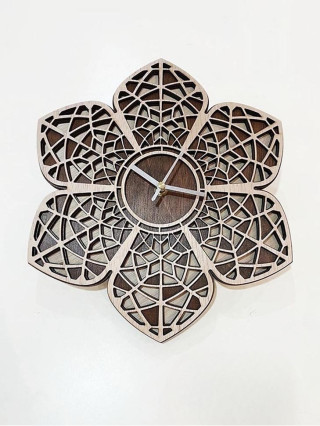 Wooden Flower Geometry Wall Clock 