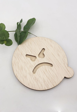 Emoji Angry Face Wood Coaster (117W0022)