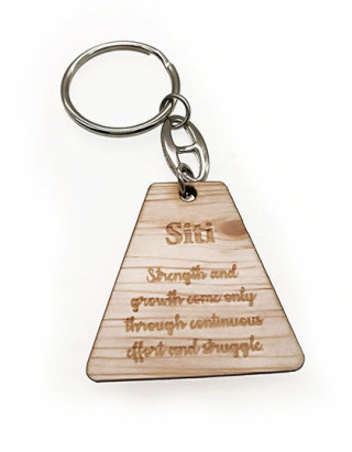 Motivational Quotes Wooden Key Ring With Personalised Name
