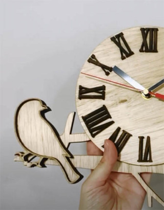Custom Wooden Clock Bird Style