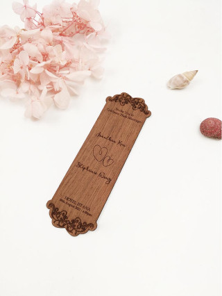 Custom Wooden Bookmark Invitation Engraved Wedding Card