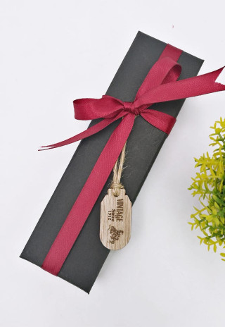 Packaging Box With Ribbon & Engraved Tag