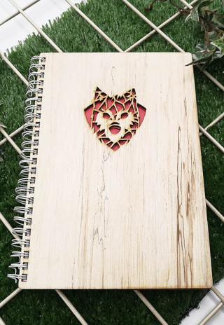 Wolf Wooden Notebook