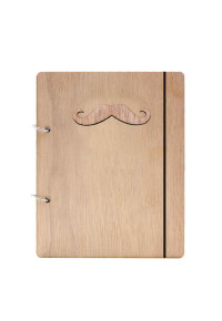 Men Mustache Wooden Notebook