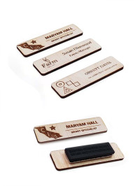 Custom Engraved Wooden Name Badge (Magnetic Backing)